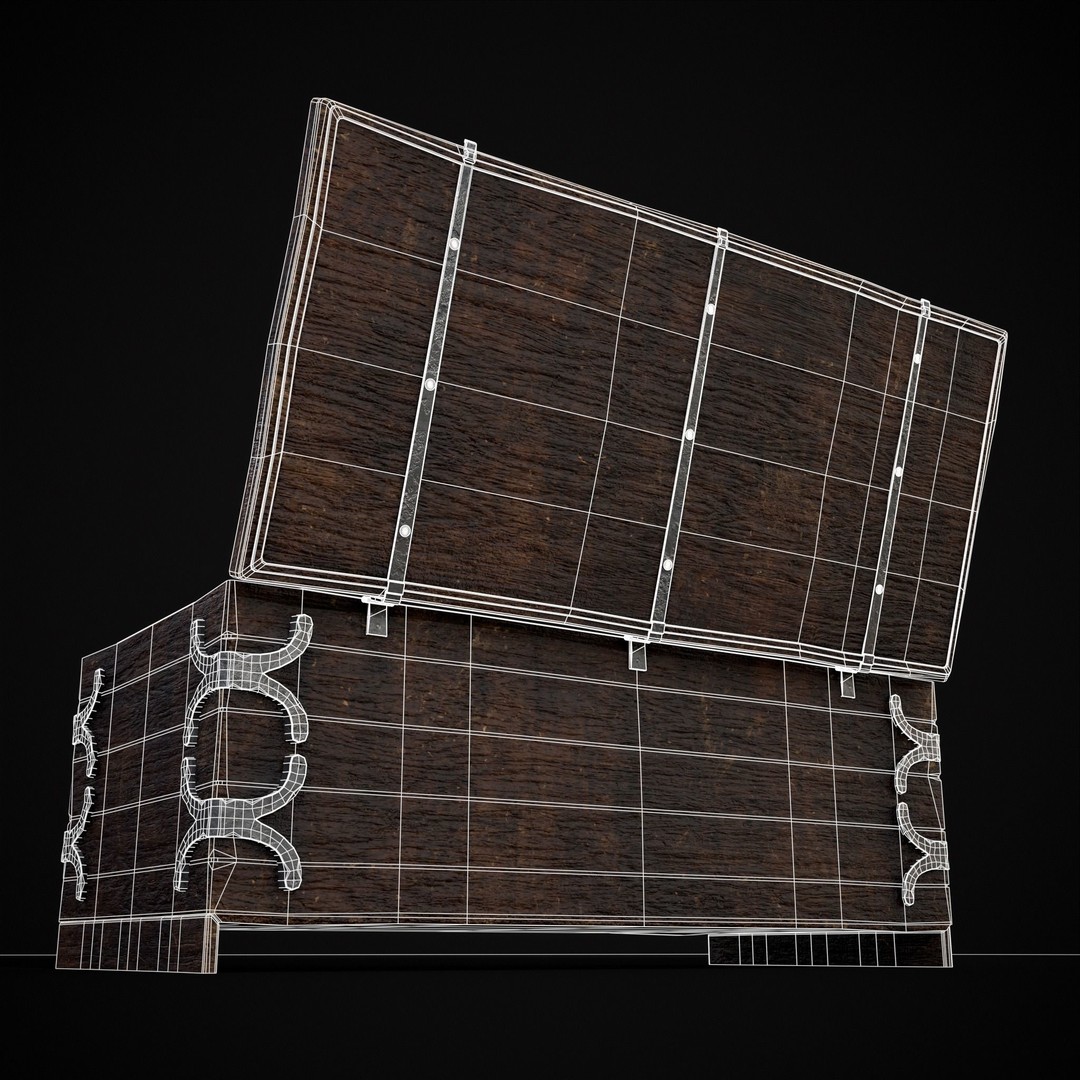 Old Wooden Strong Box 3D Model – Low Poly Game Asset, PBR Textures, FBX - View 25