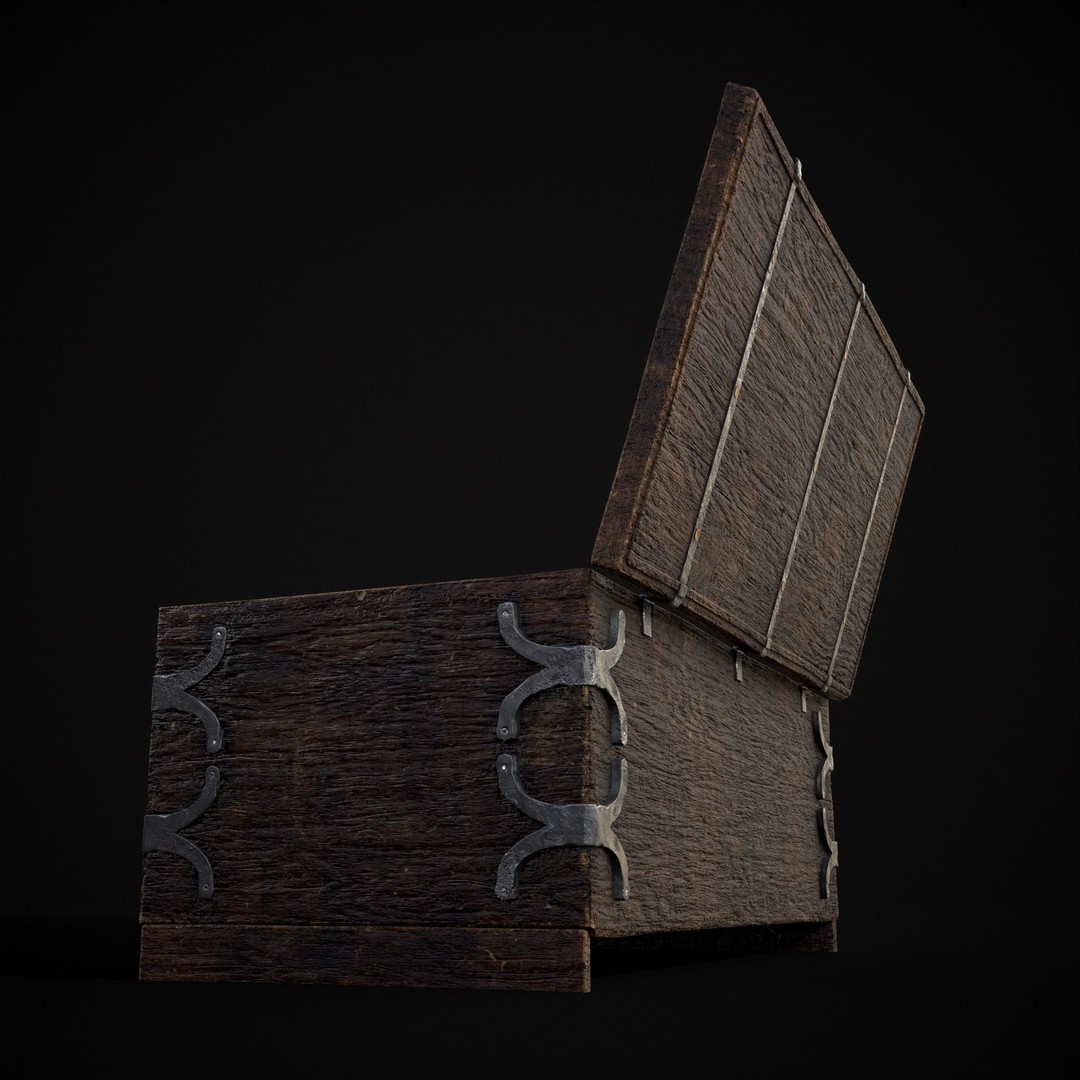 Old Wooden Strong Box 3D Model – Low Poly Game Asset, PBR Textures, FBX - View 26