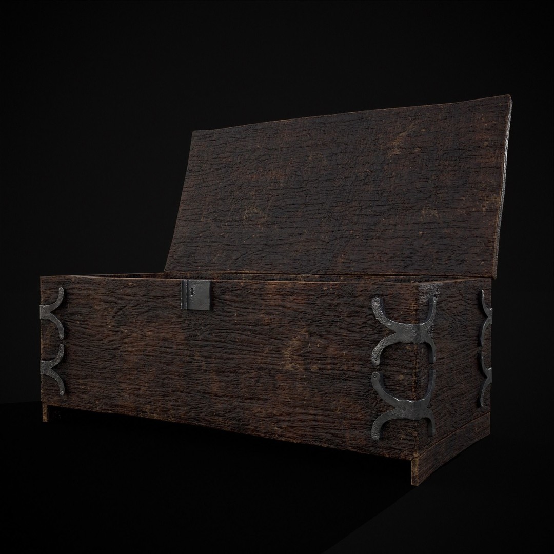 Old Wooden Strong Box 3D Model – Low Poly Game Asset, PBR Textures, FBX - View 28