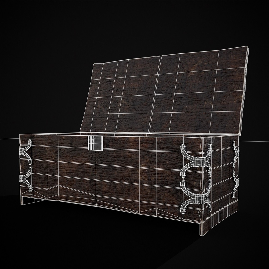 Old Wooden Strong Box 3D Model – Low Poly Game Asset, PBR Textures, FBX - View 29