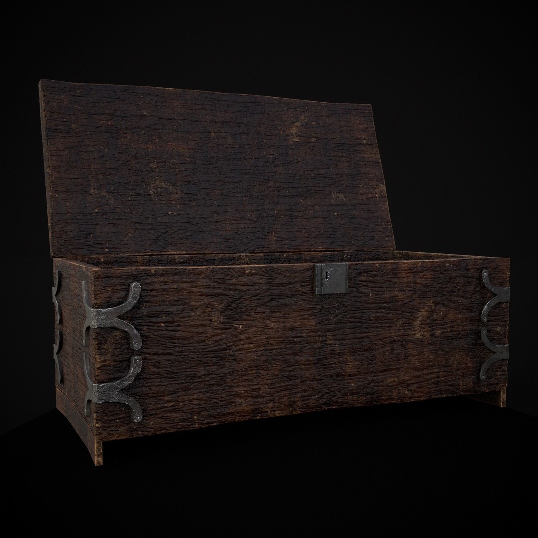 Old Wooden Strong Box 3D Model – Low Poly Game Asset, PBR Textures, FBX - View 32