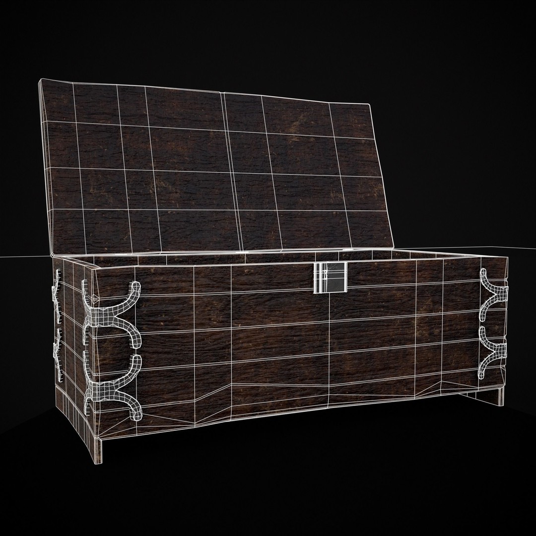 Old Wooden Strong Box 3D Model – Low Poly Game Asset, PBR Textures, FBX - View 33