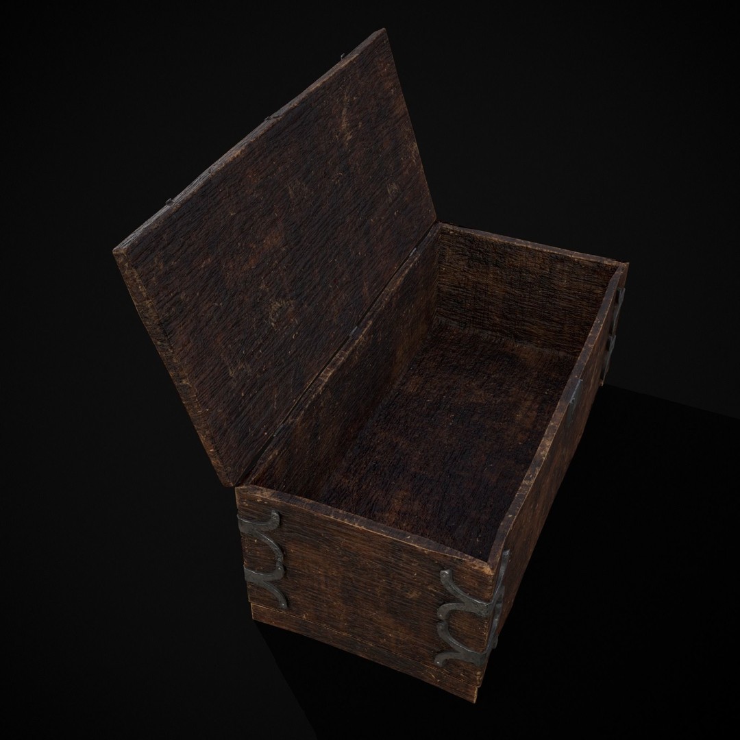 Old Wooden Strong Box 3D Model – Low Poly Game Asset, PBR Textures, FBX - View 34