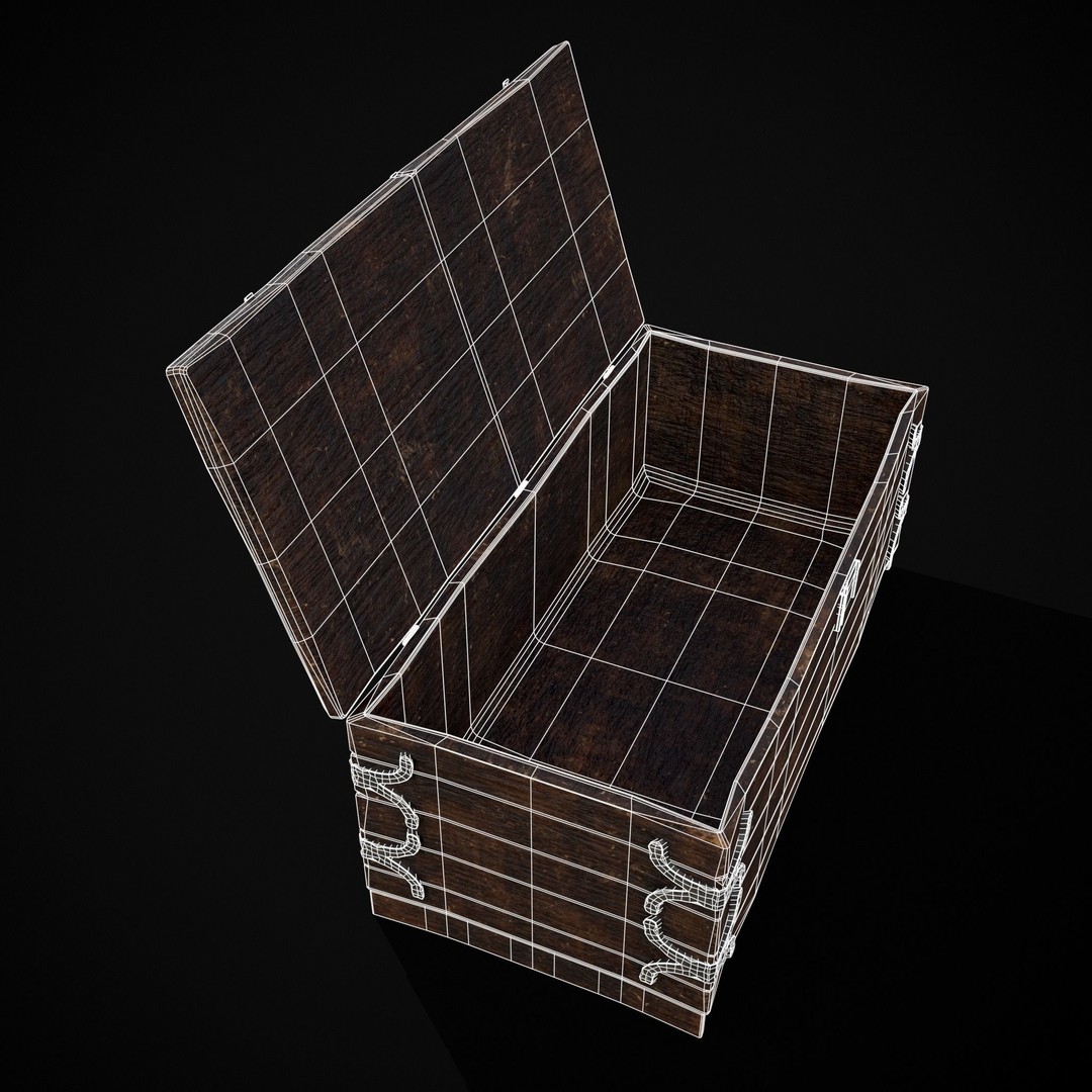 Old Wooden Strong Box 3D Model – Low Poly Game Asset, PBR Textures, FBX - View 35