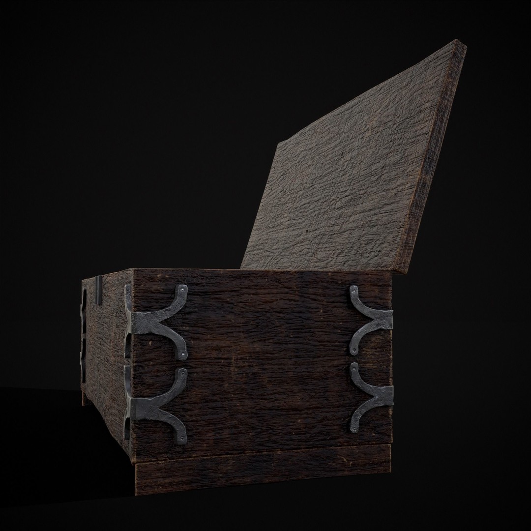 Old Wooden Strong Box 3D Model – Low Poly Game Asset, PBR Textures, FBX - View 36