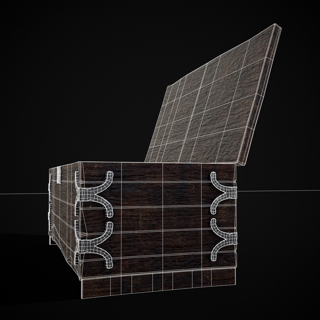 Old Wooden Strong Box 3D Model – Low Poly Game Asset, PBR Textures, FBX - View 37