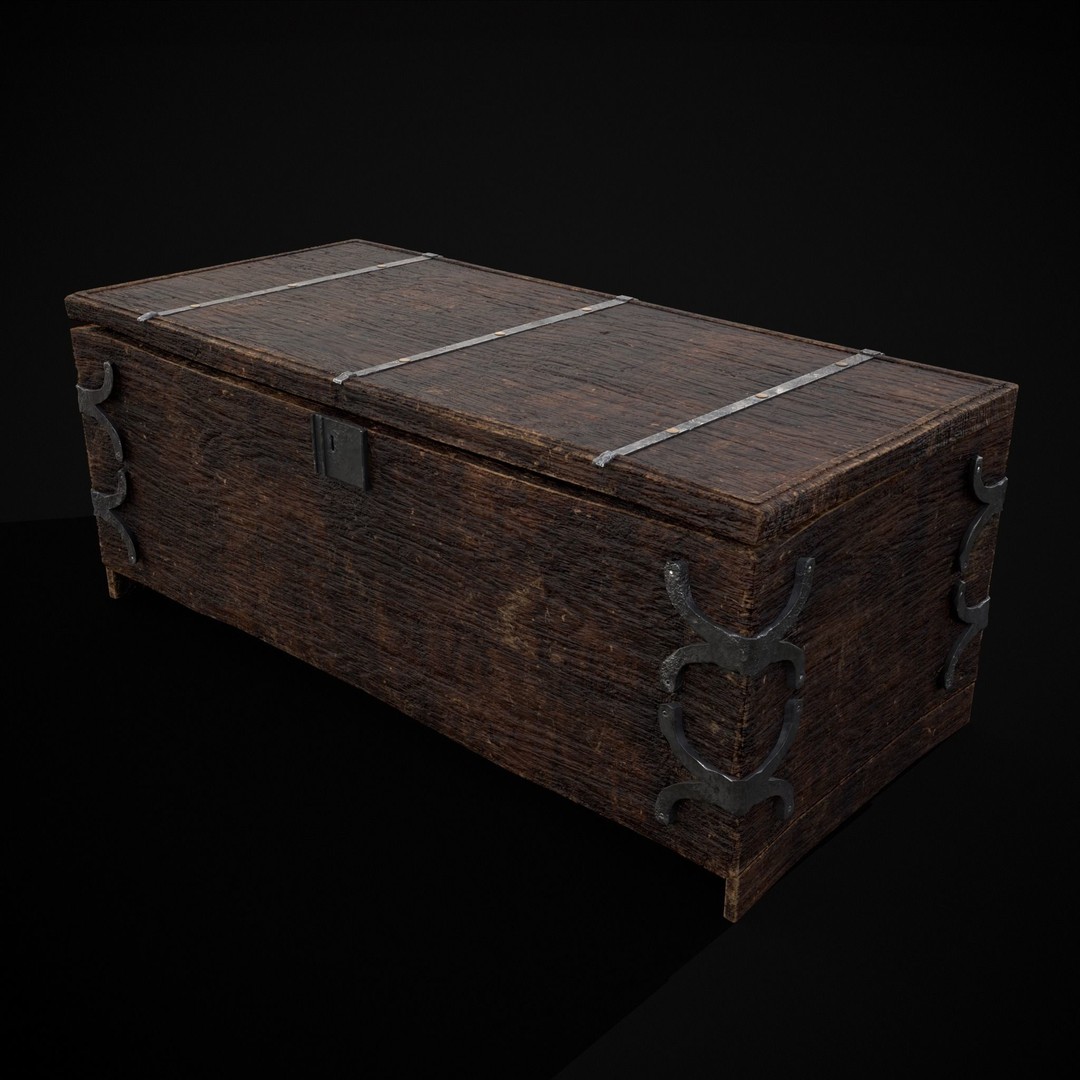 Old Wooden Strong Box 3D Model – Low Poly Game Asset, PBR Textures, FBX - View 38