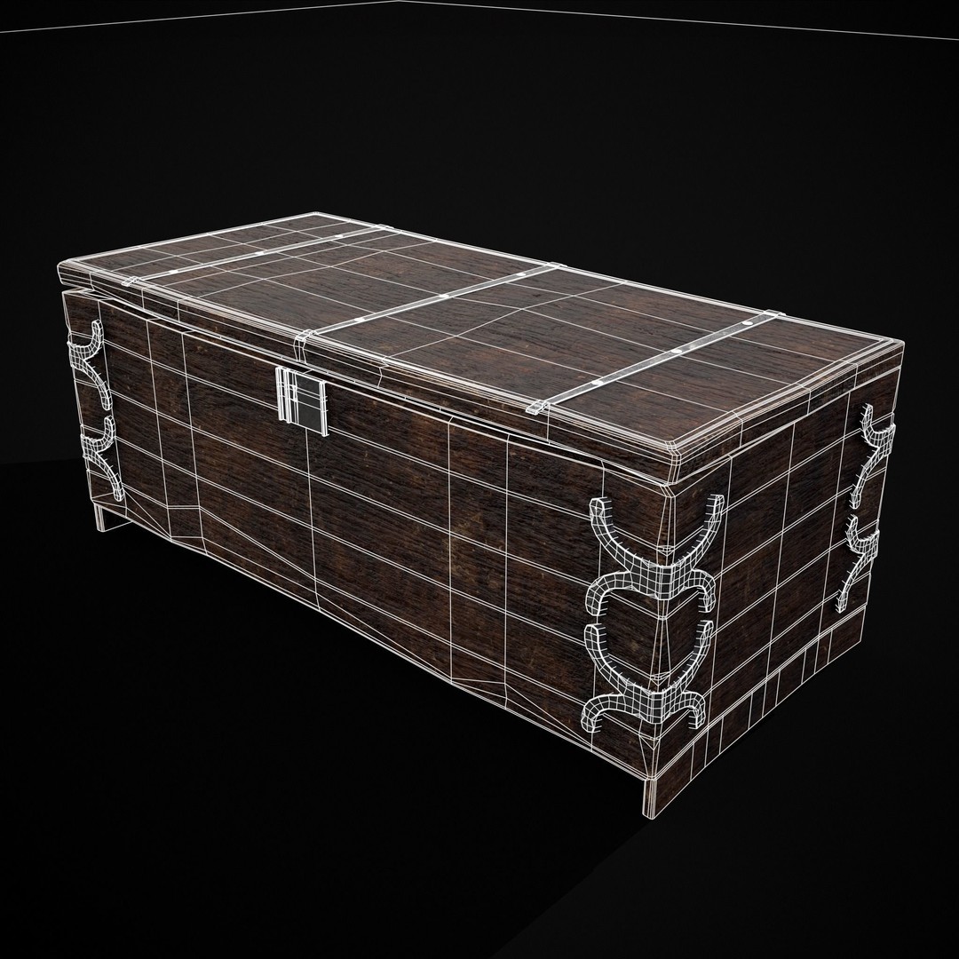 Old Wooden Strong Box 3D Model – Low Poly Game Asset, PBR Textures, FBX - View 39