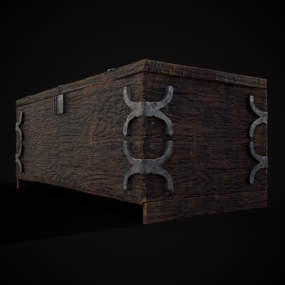 Old Wooden Strong Box 3D Model – Low Poly Game Asset, PBR Textures, FBX - View 4