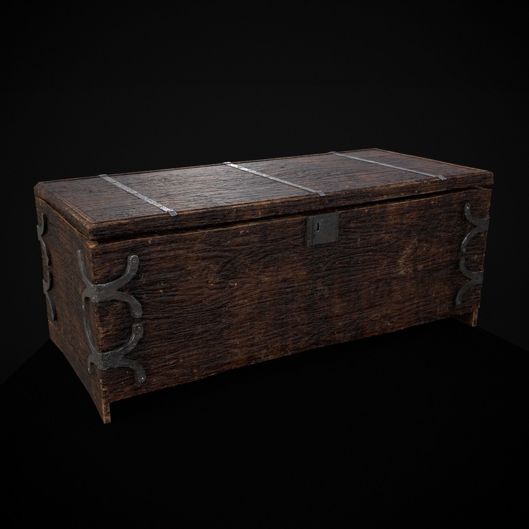 Old Wooden Strong Box 3D Model – Low Poly Game Asset, PBR Textures, FBX - View 40