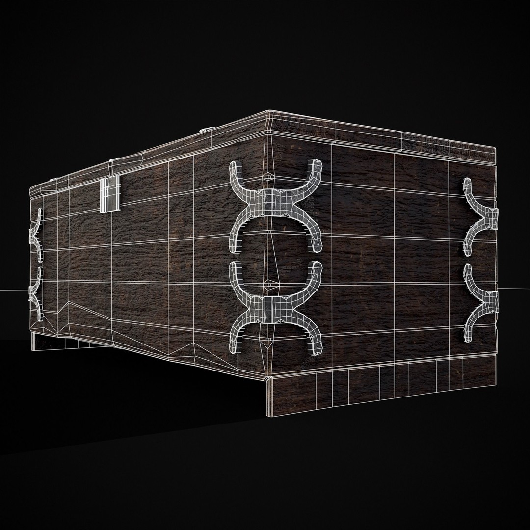 Old Wooden Strong Box 3D Model – Low Poly Game Asset, PBR Textures, FBX - View 5