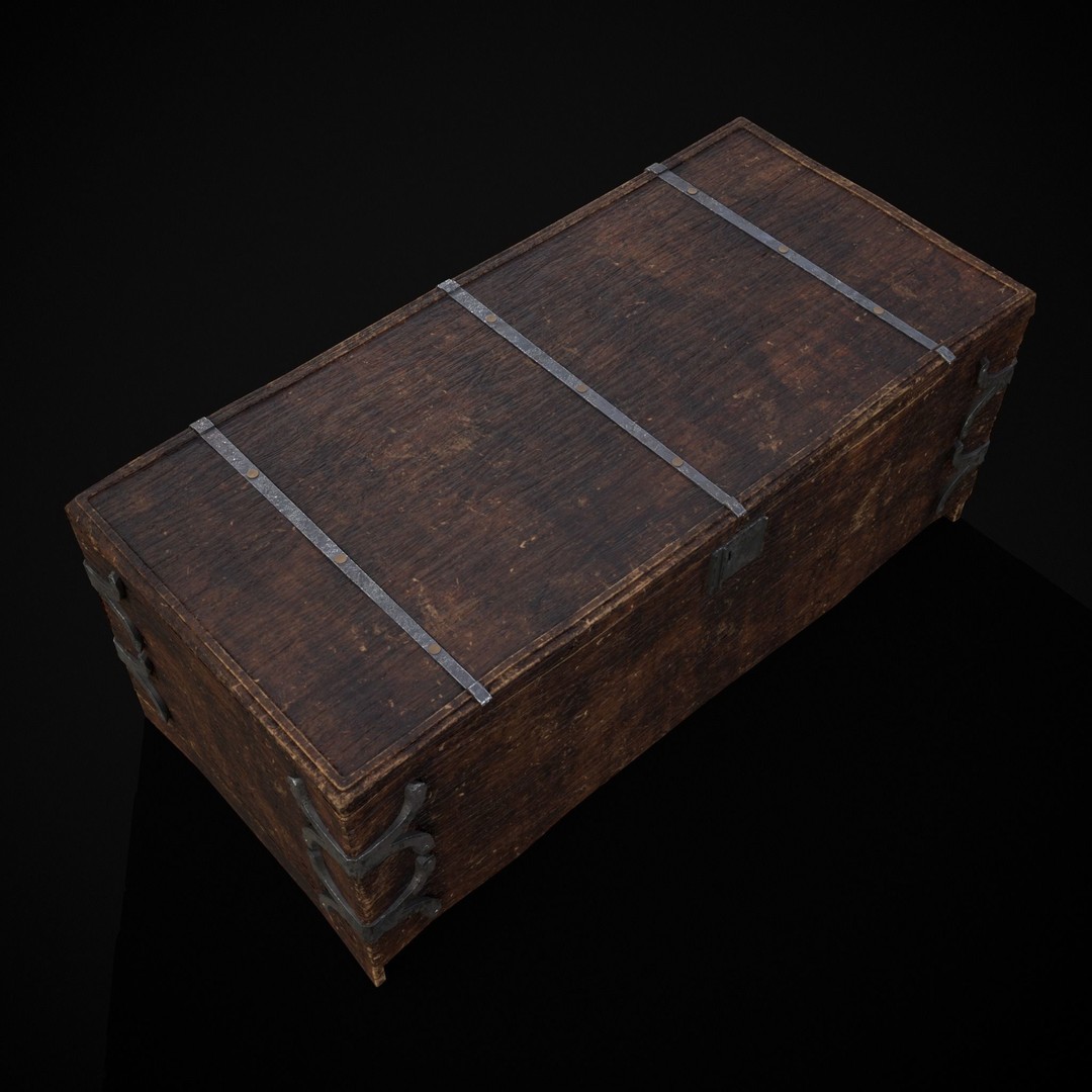 Old Wooden Strong Box 3D Model – Low Poly Game Asset, PBR Textures, FBX - View 6