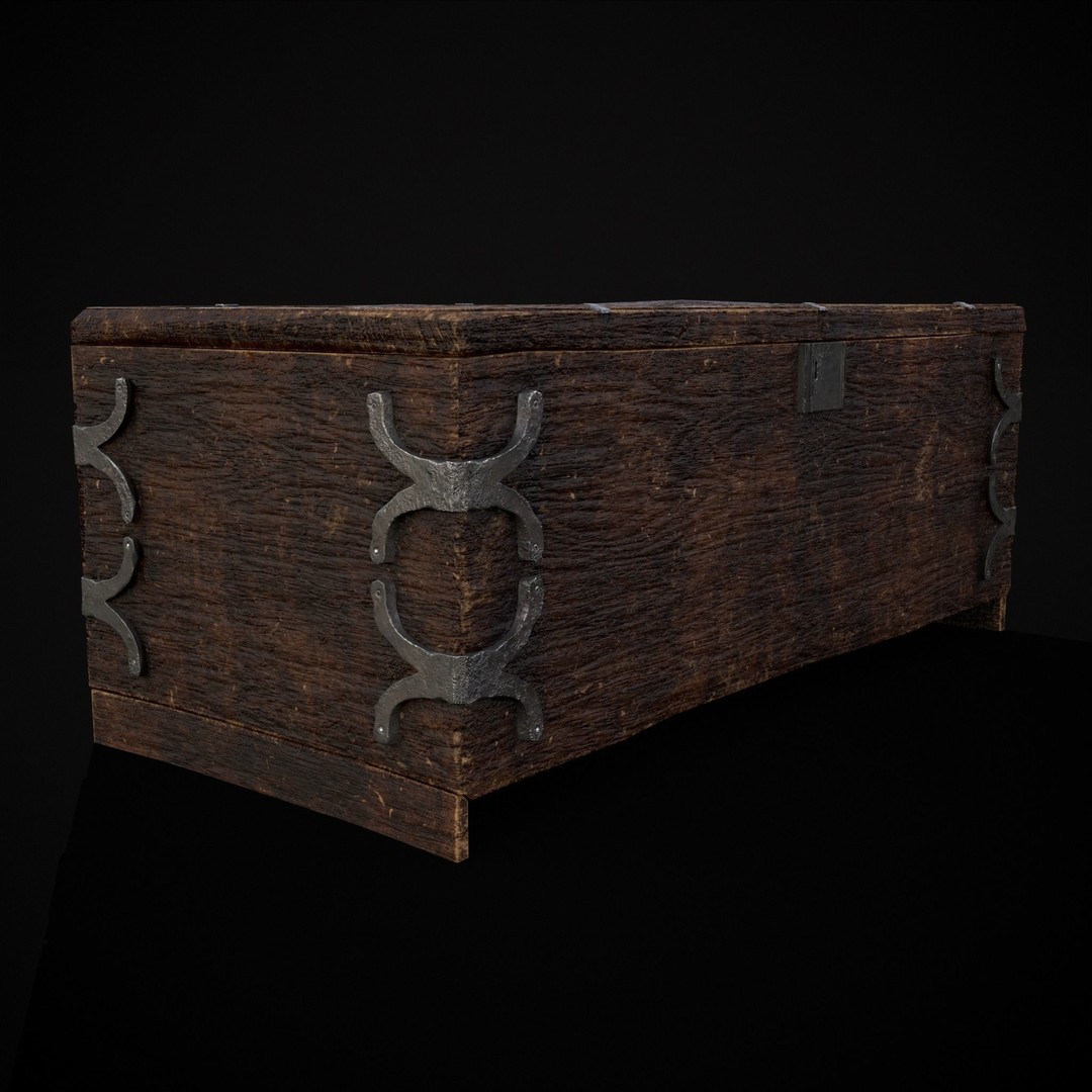 Old Wooden Strong Box 3D Model – Low Poly Game Asset, PBR Textures, FBX - View 8