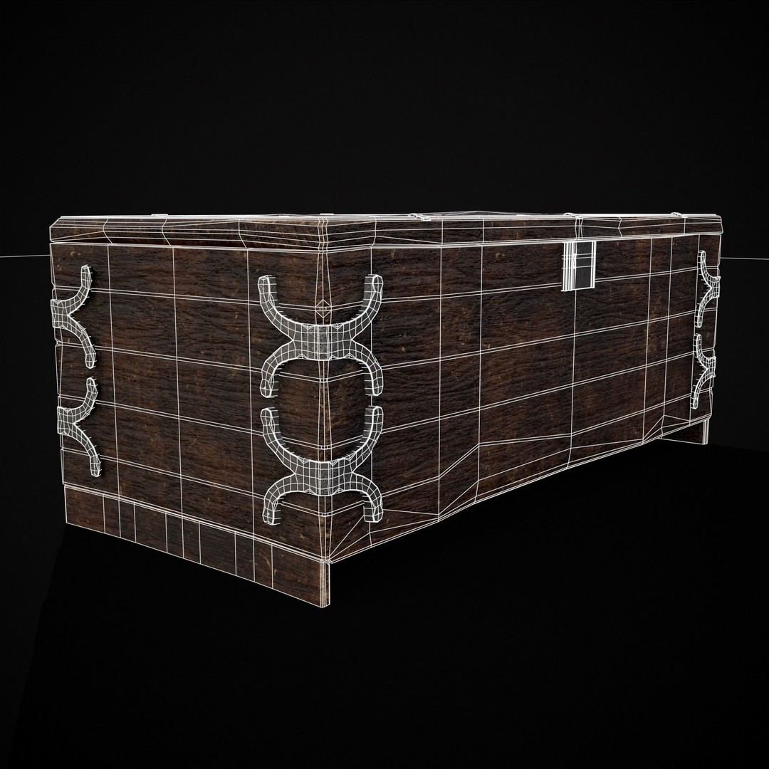 Old Wooden Strong Box 3D Model – Low Poly Game Asset, PBR Textures, FBX - View 9