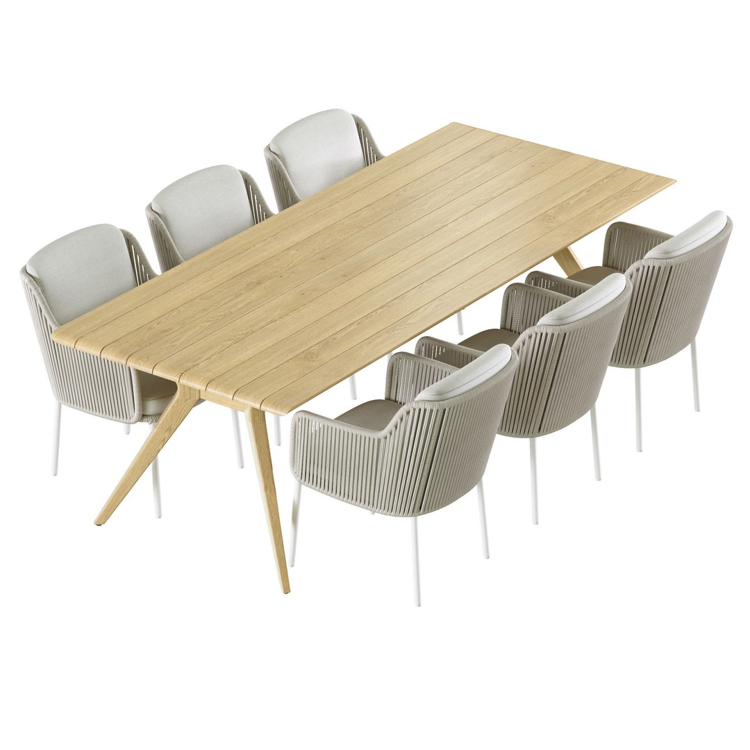 Bernini Belair 3D Model – Outdoor Wicker Dining Set, FBX - View 3