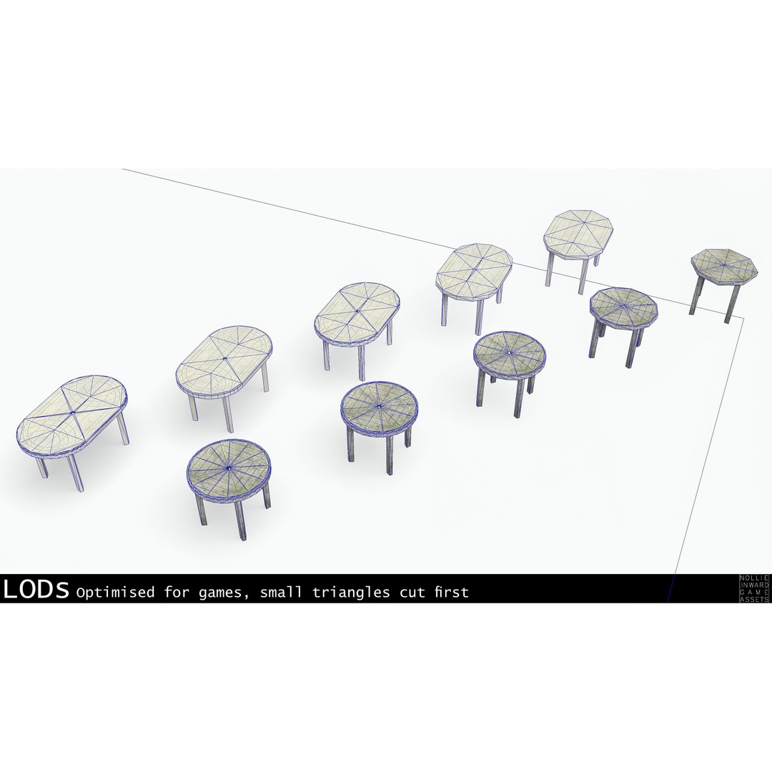 Garden Plastic Furniture 3D Model – Low Poly Outdoor Set, FBX