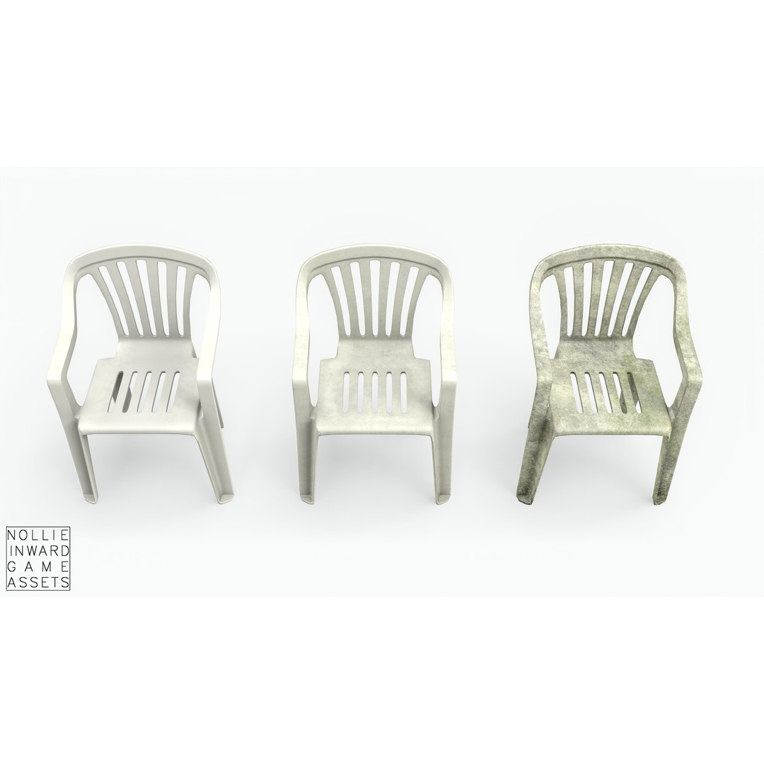 Garden Plastic Furniture 3D Model – Low Poly Outdoor Set, FBX - View 10