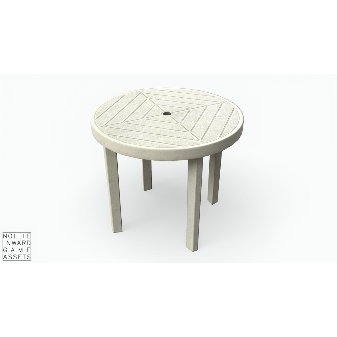 Garden Plastic Furniture 3D Model – Low Poly Outdoor Set, FBX - View 15