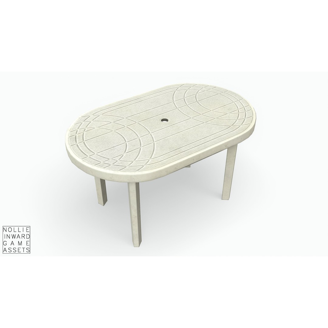 Garden Plastic Furniture 3D Model – Low Poly Outdoor Set, FBX - View 17