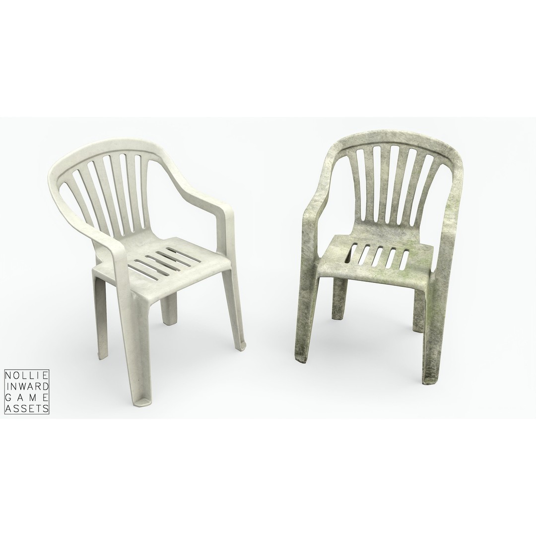 Garden Plastic Furniture 3D Model – Low Poly Outdoor Set, FBX - View 9
