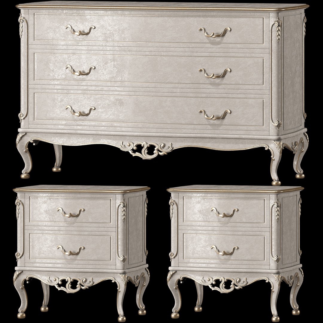 Juliette's Interiors Nightstand & Dresser 3D Model – Classic Art Furniture - View 12