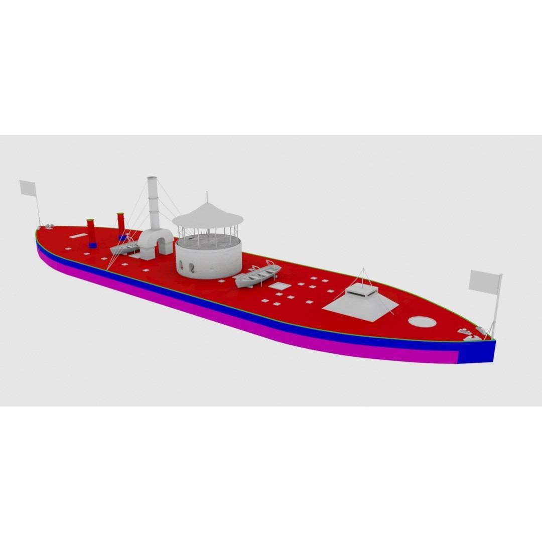 USS Monitor 3D Model – Detailed Ironclad Warship, Game Ready - View 5