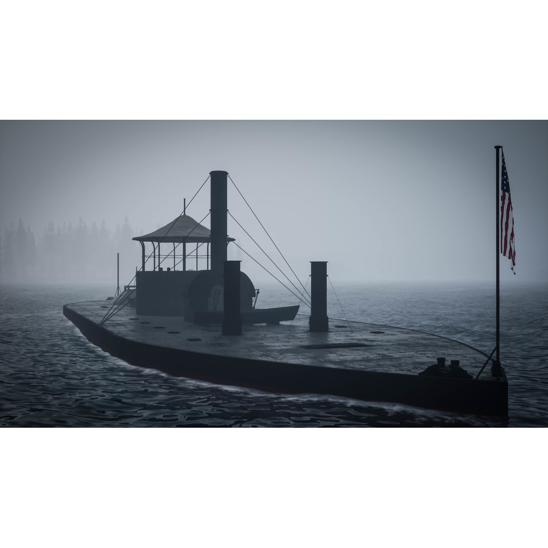USS Monitor 3D Model – Detailed Ironclad Warship, Game Ready - View 8