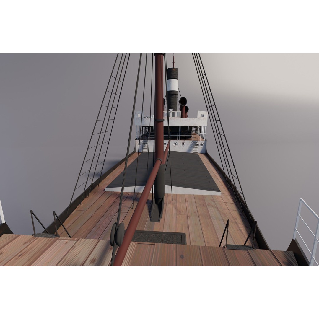 Karlsruhe 3D Model – Historic German Cargo Steamer Ship, Blender