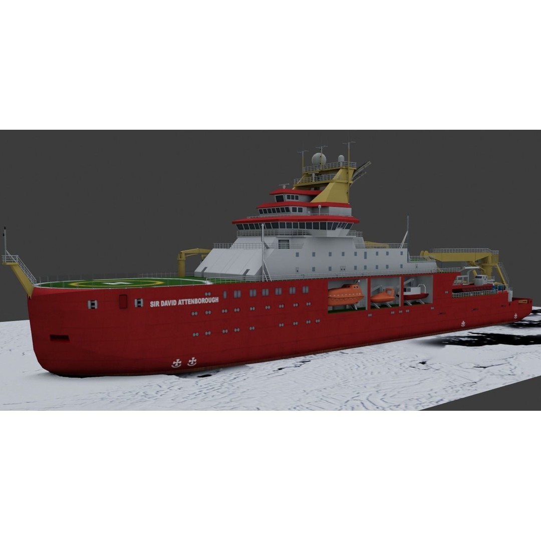 Antarctic Research Vessel 3D Model – Low Poly Industrial Watercraft, FBX - View 11