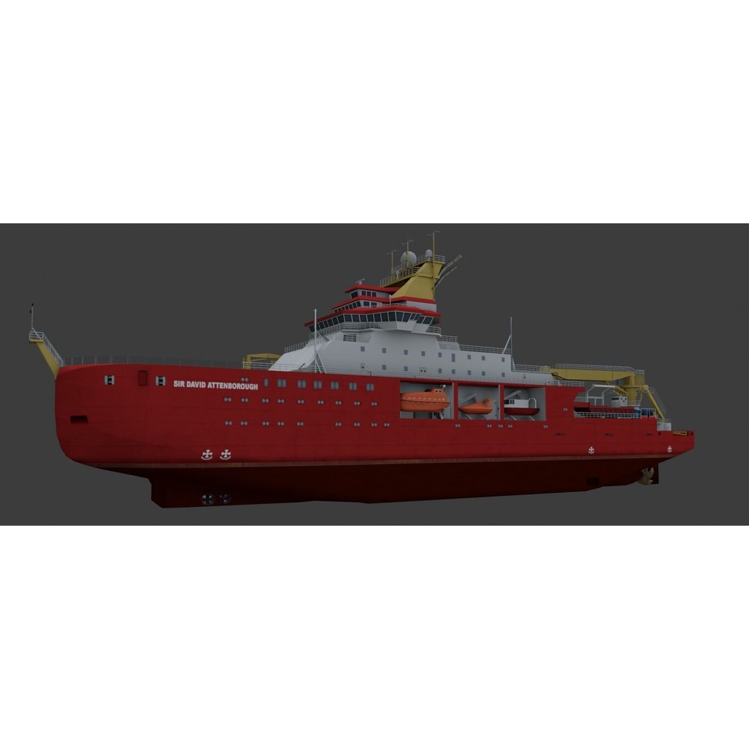 Antarctic Research Vessel 3D Model – Low Poly Industrial Watercraft, FBX - View 12