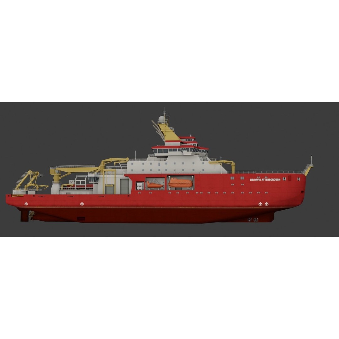 Antarctic Research Vessel 3D Model – Low Poly Industrial Watercraft, FBX - View 14