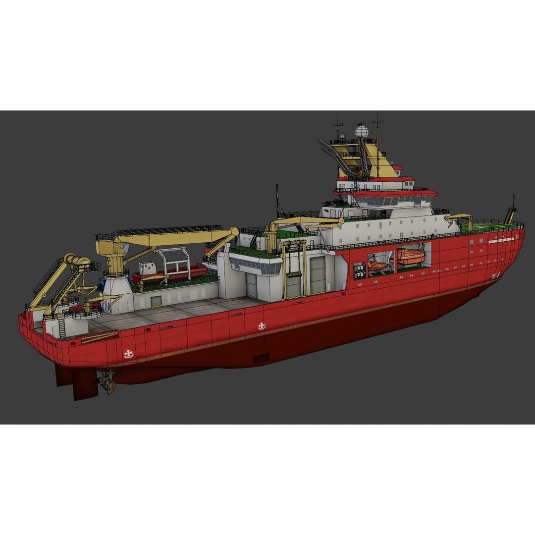 Antarctic Research Vessel 3D Model – Low Poly Industrial Watercraft, FBX - View 15