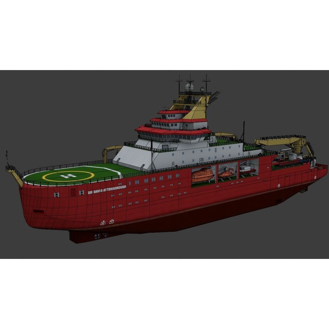 Antarctic Research Vessel 3D Model – Low Poly Industrial Watercraft, FBX - View 16