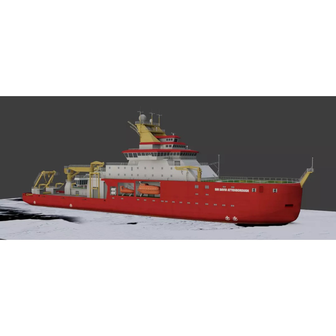 Antarctic Research Vessel 3D Model – Low Poly Industrial Watercraft, FBX - View 2