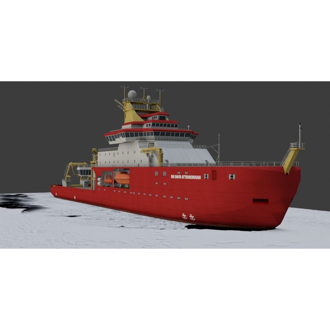 Antarctic Research Vessel 3D Model – Low Poly Industrial Watercraft, FBX - View 3
