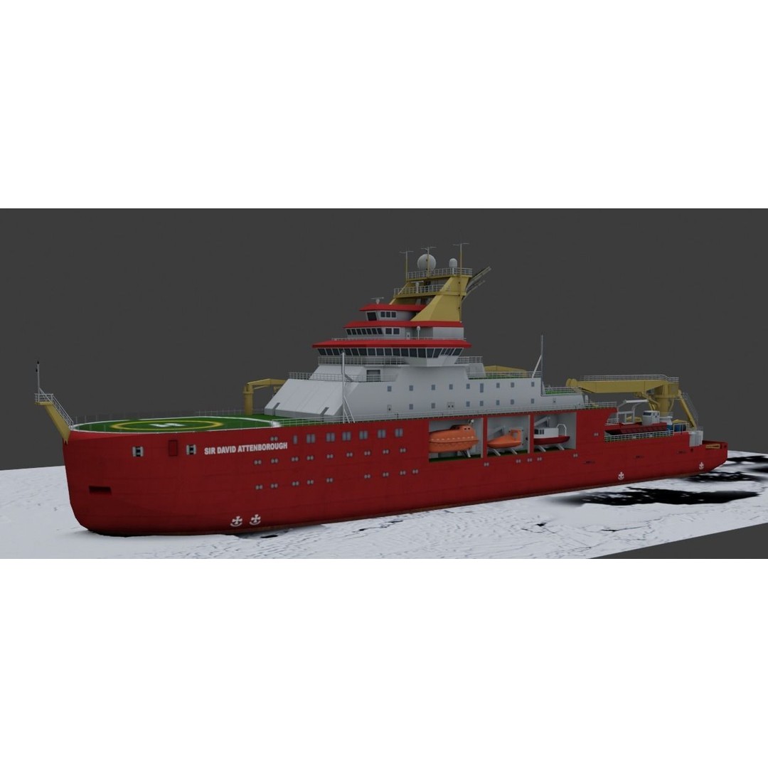 Antarctic Research Vessel 3D Model – Low Poly Industrial Watercraft, FBX - View 4