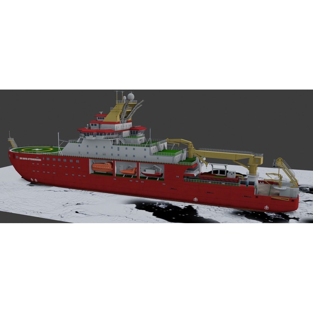 Antarctic Research Vessel 3D Model – Low Poly Industrial Watercraft, FBX - View 5