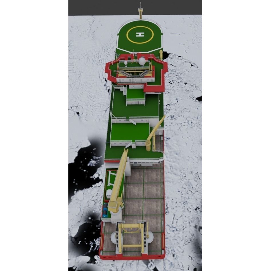 Antarctic Research Vessel 3D Model – Low Poly Industrial Watercraft, FBX - View 7