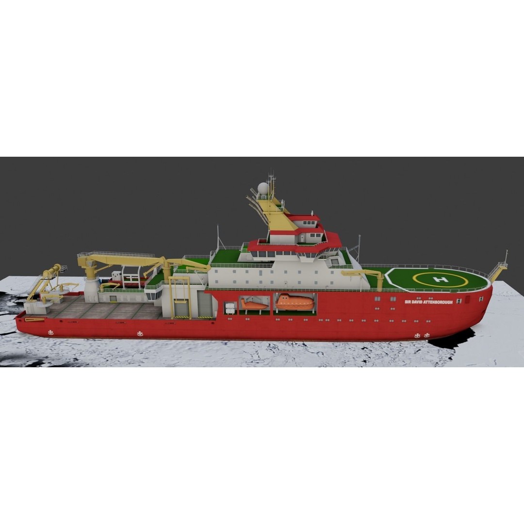 Antarctic Research Vessel 3D Model – Low Poly Industrial Watercraft, FBX - View 8