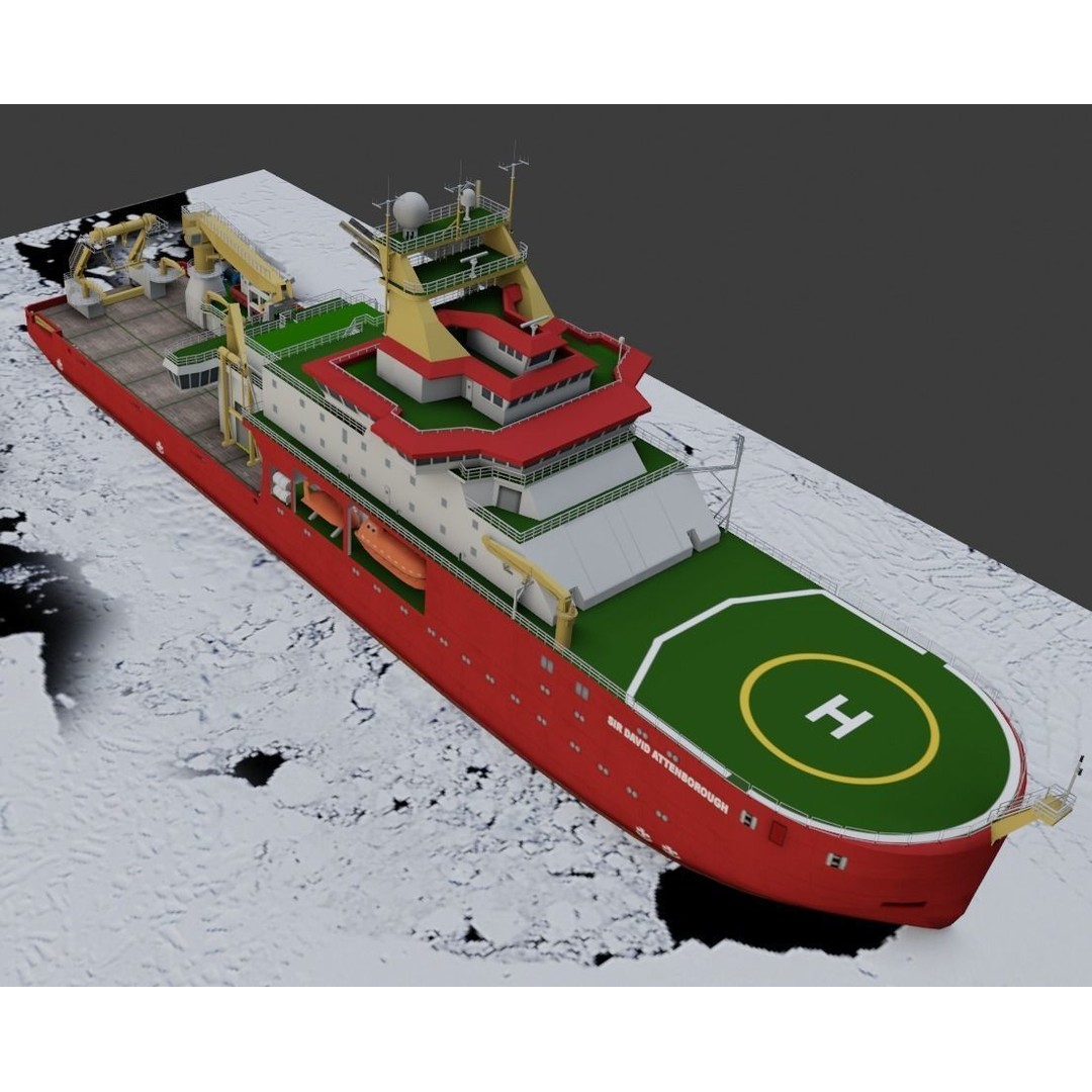 Antarctic Research Vessel 3D Model – Low Poly Industrial Watercraft, FBX - View 9