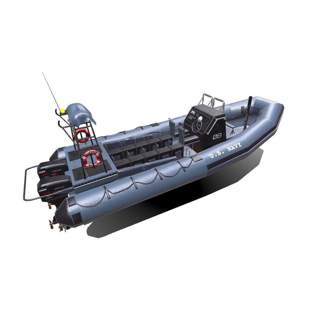 Inflatable Patrol Boat 3D Model – Low Poly PBR Game Asset, FBX, OBJ - View 10