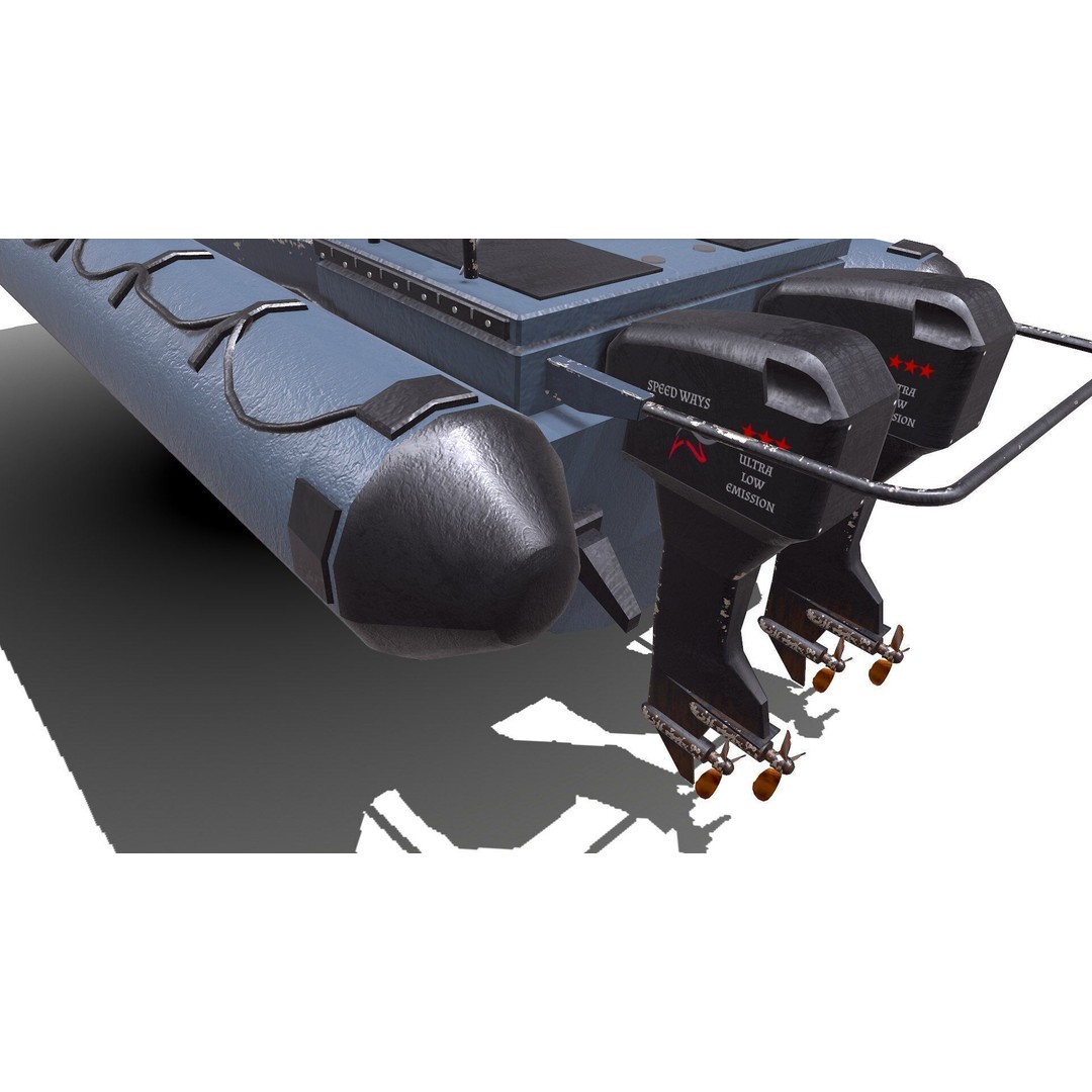 Inflatable Patrol Boat 3D Model – Low Poly PBR Game Asset, FBX, OBJ - View 11