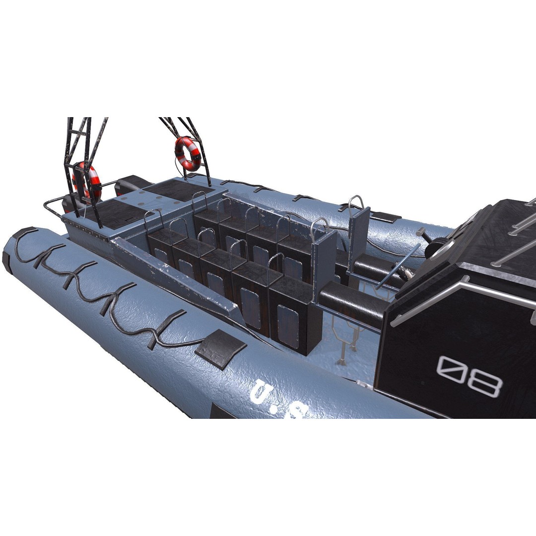 Inflatable Patrol Boat 3D Model – Low Poly PBR Game Asset, FBX, OBJ - View 12