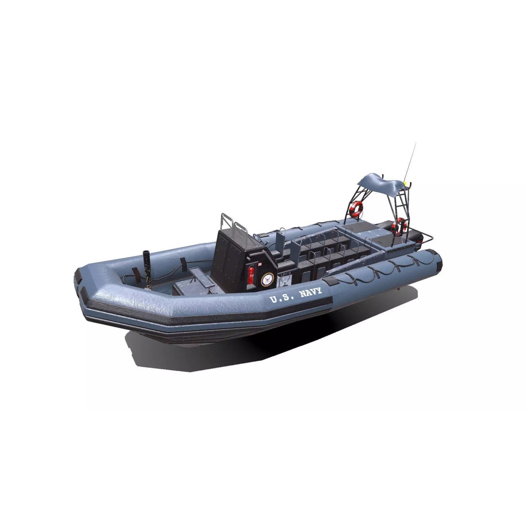 Inflatable Patrol Boat 3D Model – Low Poly PBR Game Asset, FBX, OBJ - View 2