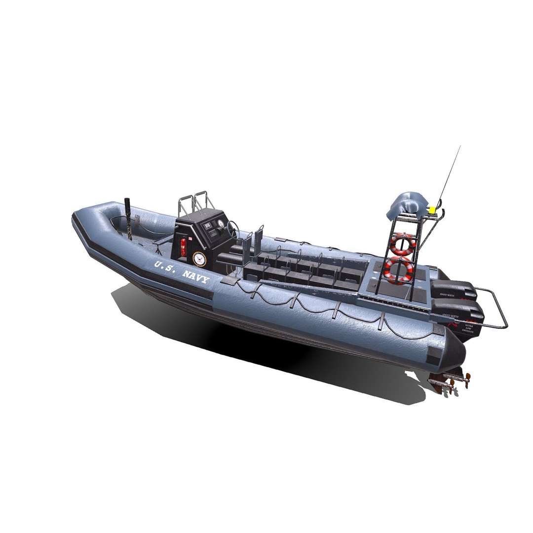 Inflatable Patrol Boat 3D Model – Low Poly PBR Game Asset, FBX, OBJ - View 4