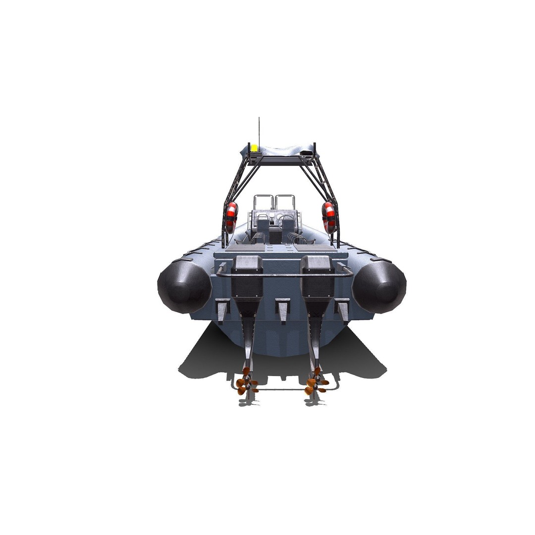 Inflatable Patrol Boat 3D Model – Low Poly PBR Game Asset, FBX, OBJ - View 6