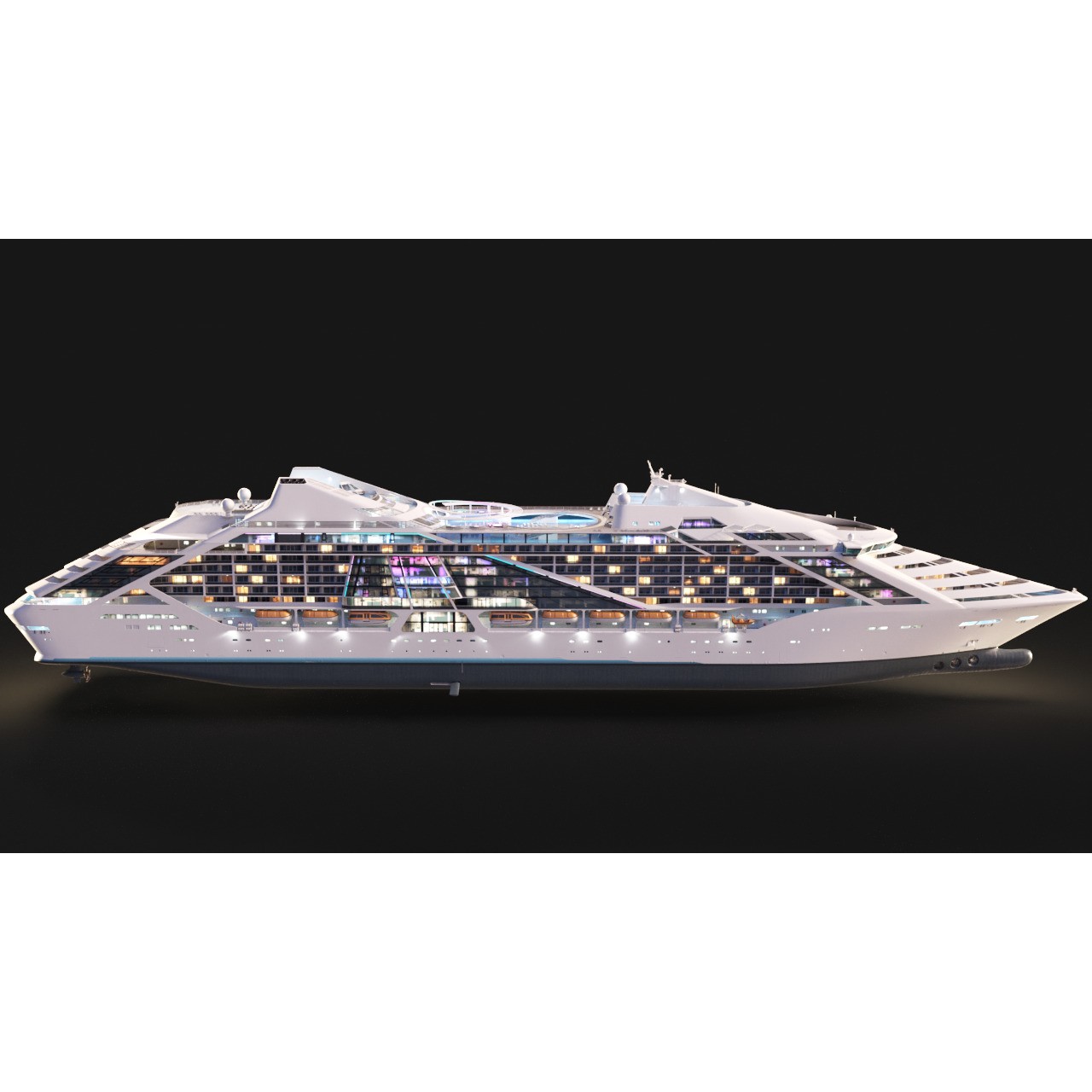 Futuristic Cruiseship Celestial Spire - Low-Poly Game-Ready 3D Model - View 10