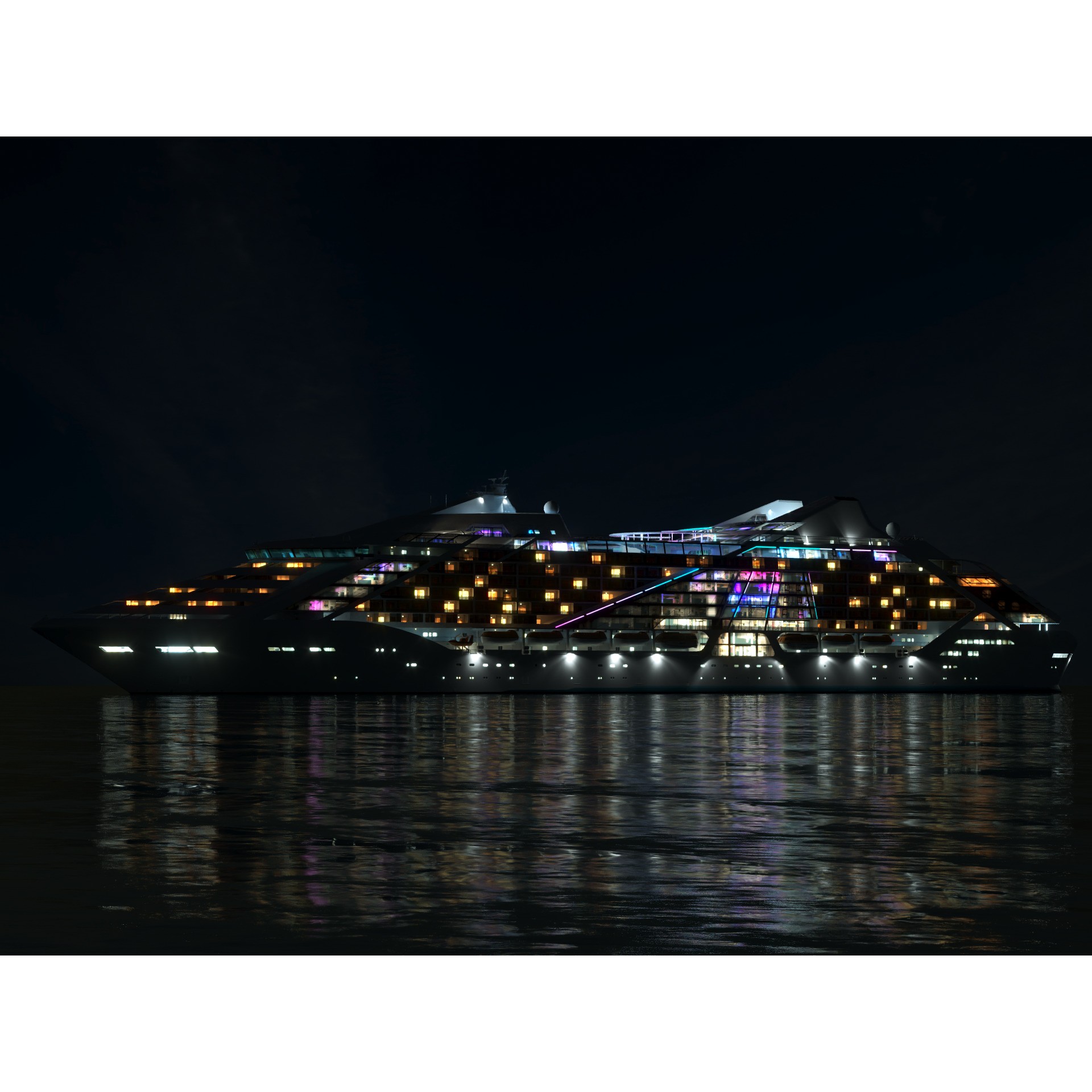 Futuristic Cruiseship Celestial Spire - Low-Poly Game-Ready 3D Model - View 4