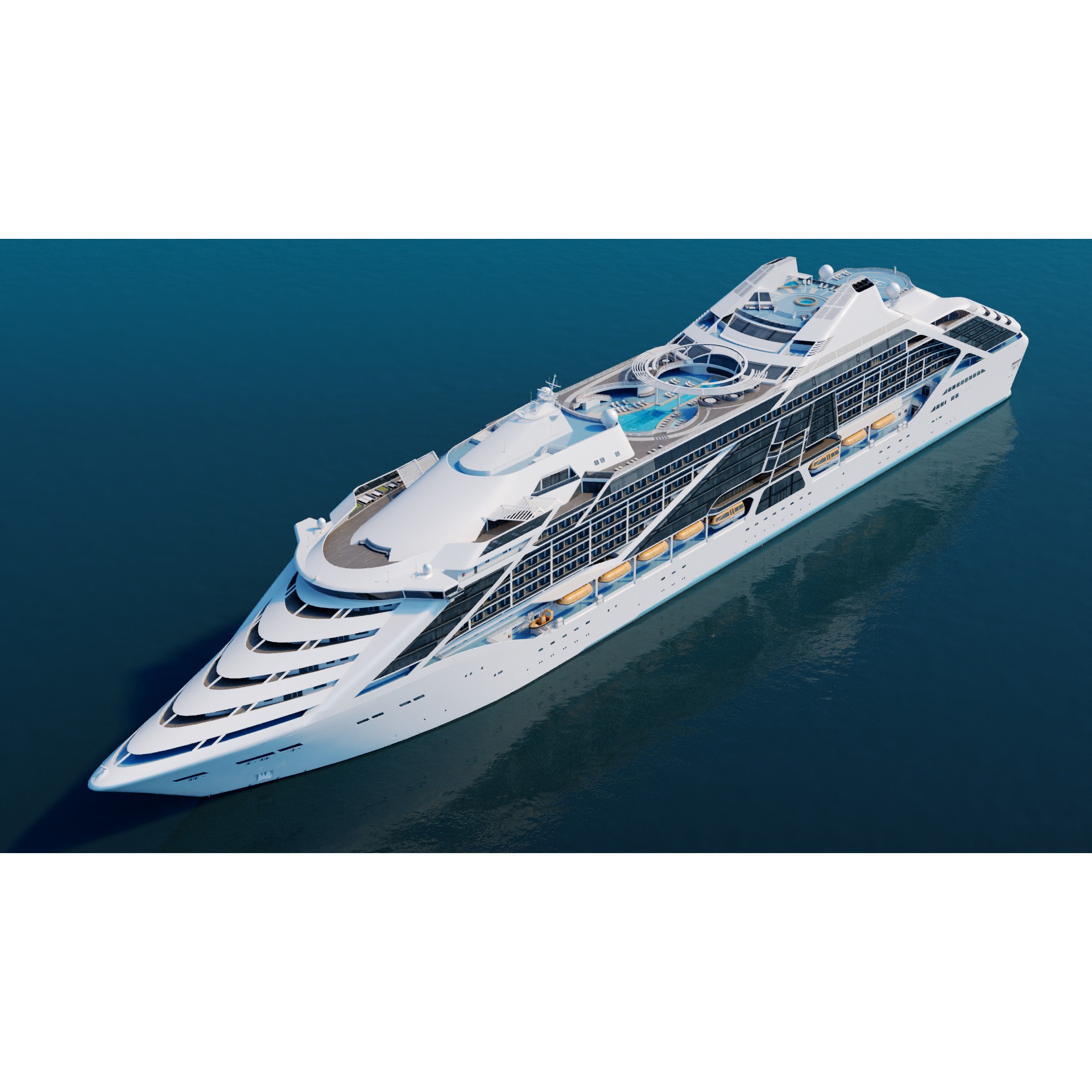 Futuristic Cruiseship Celestial Spire - Low-Poly Game-Ready 3D Model - View 5