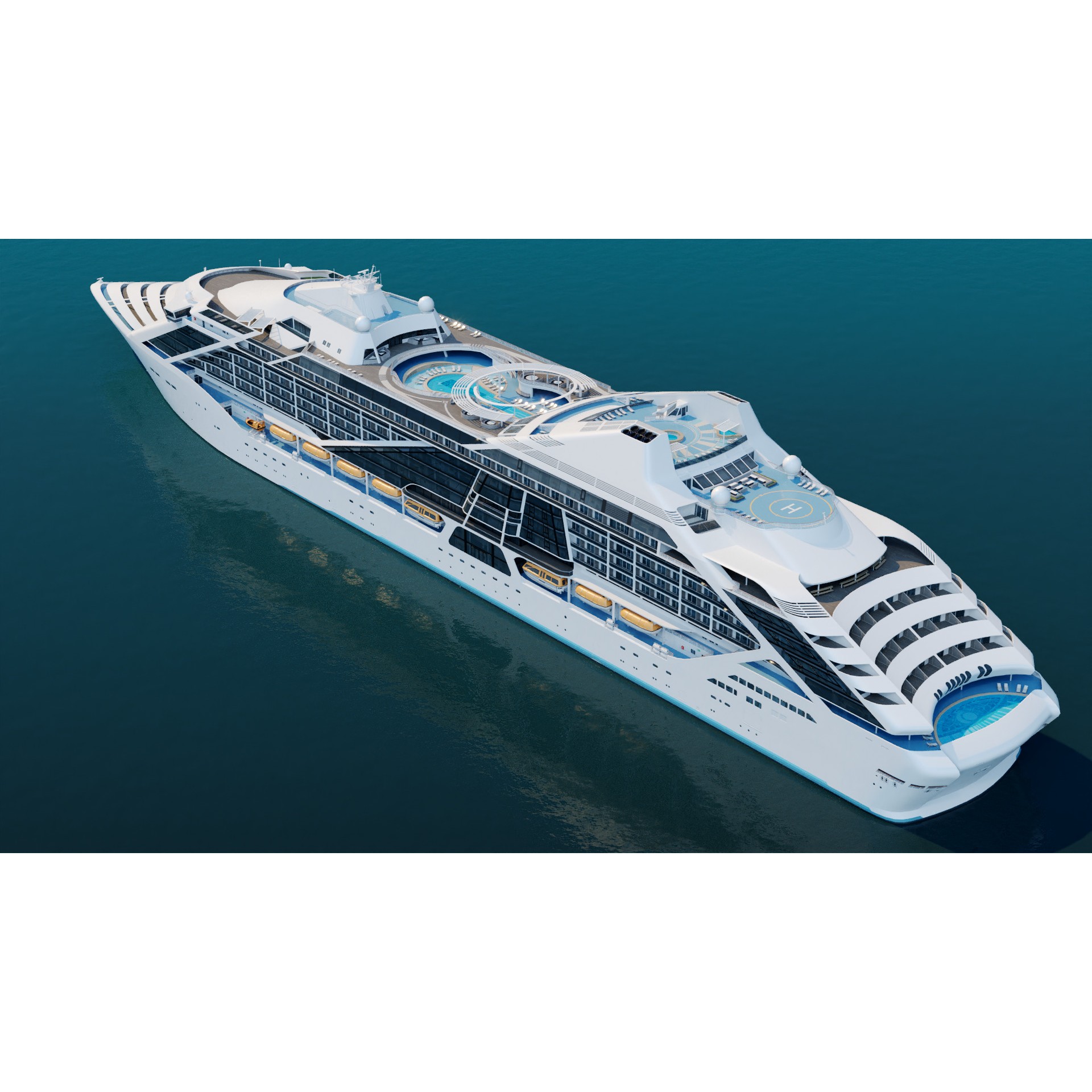 Futuristic Cruiseship Celestial Spire - Low-Poly Game-Ready 3D Model - View 6